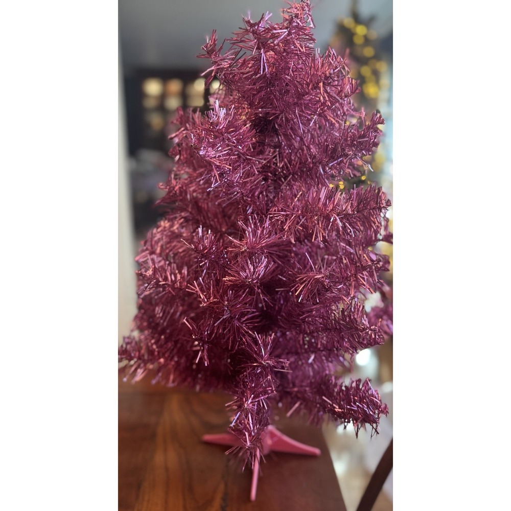 18'' Pink Christmas Holiday Tinsel Tree‎ 1.5FT